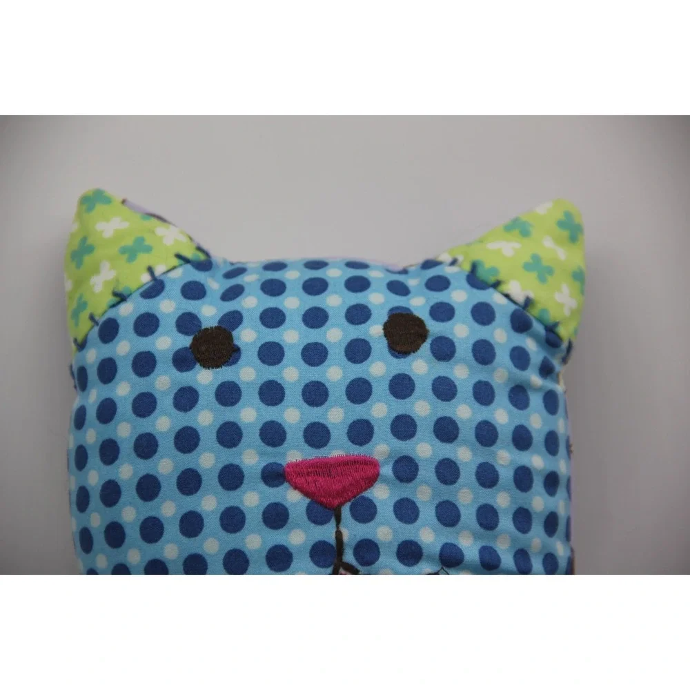 Pottery Barn Teen PBT Cat Patchwork Embroidered Blue 12